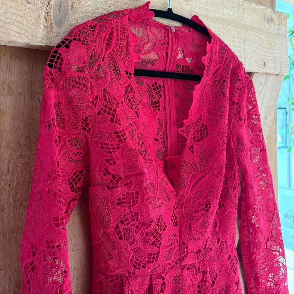 Red lace short jumpsuit
